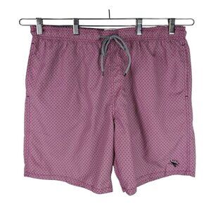 Ted Baker London Men's 7 = US 40 Basket Lined Swim Trunks Pink Geometric EUC